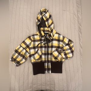 Plaid Flannel Flap Pocket Zip Hooded Jacket